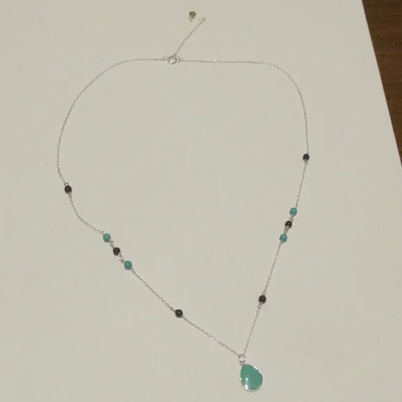 Turquiose and Blue Lapiz-Colored Sterling Silver Necklace - Picture 6 of 15